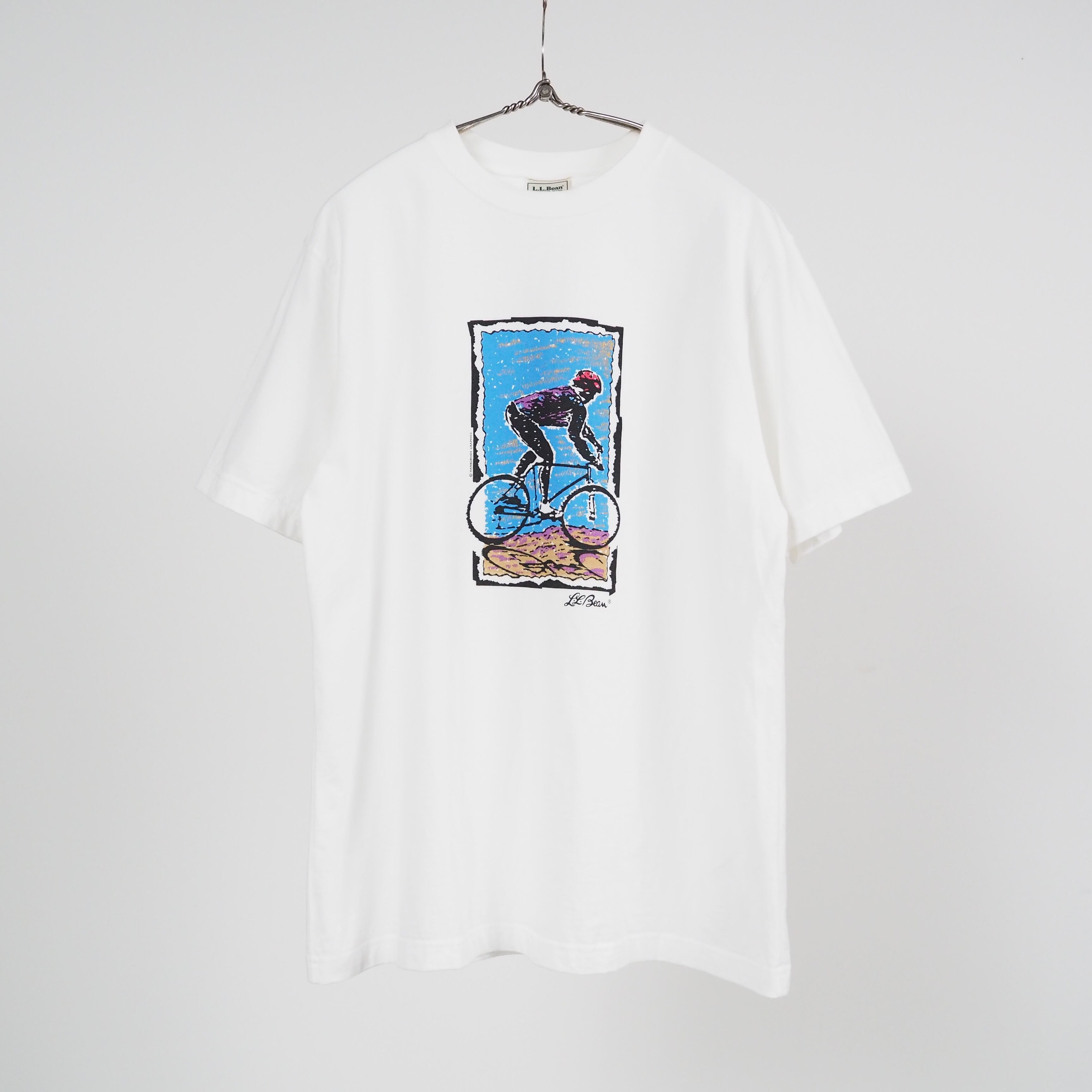 【Mint】L.L.Bean cursive logo cycling T-shirt M 90’s USA製 HARBORSIDE GRAPHICS LLビーン 筆記体ロゴ Tシャツ