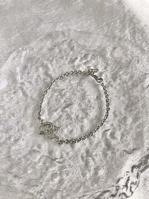 Christian Dior クリスチャン ディオール ブレスレット シルバー CDロゴ ストーン vintage ヴィンテージ オールド jaxr3c