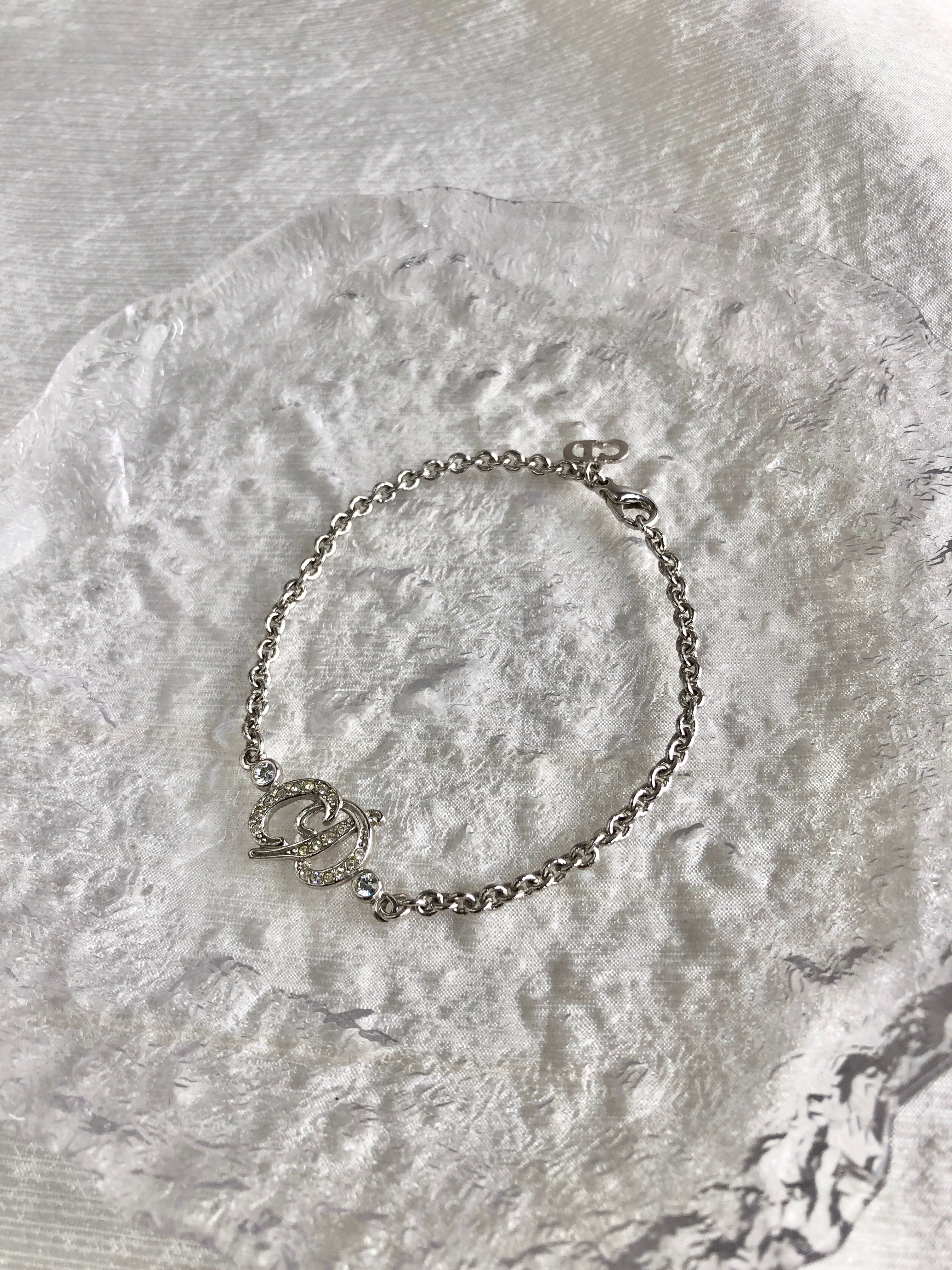 Christian Dior クリスチャン ディオール ブレスレット シルバー CDロゴ ストーン vintage ヴィンテージ オールド jaxr3c