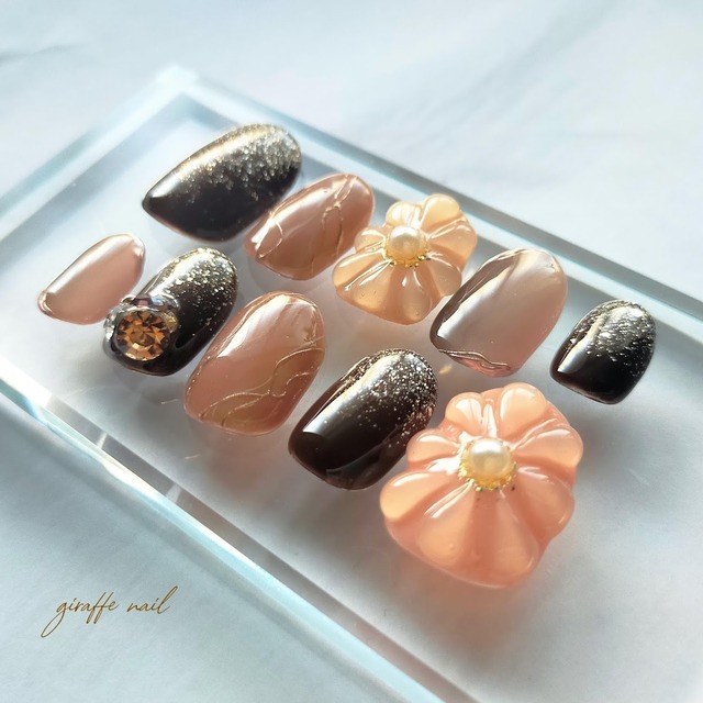 100 ネイルチップ ブラウンネイル ピンクネイル ブライダルネイル ドレスネイル ウェディングネイル Giraffe Nail ネイルチップ