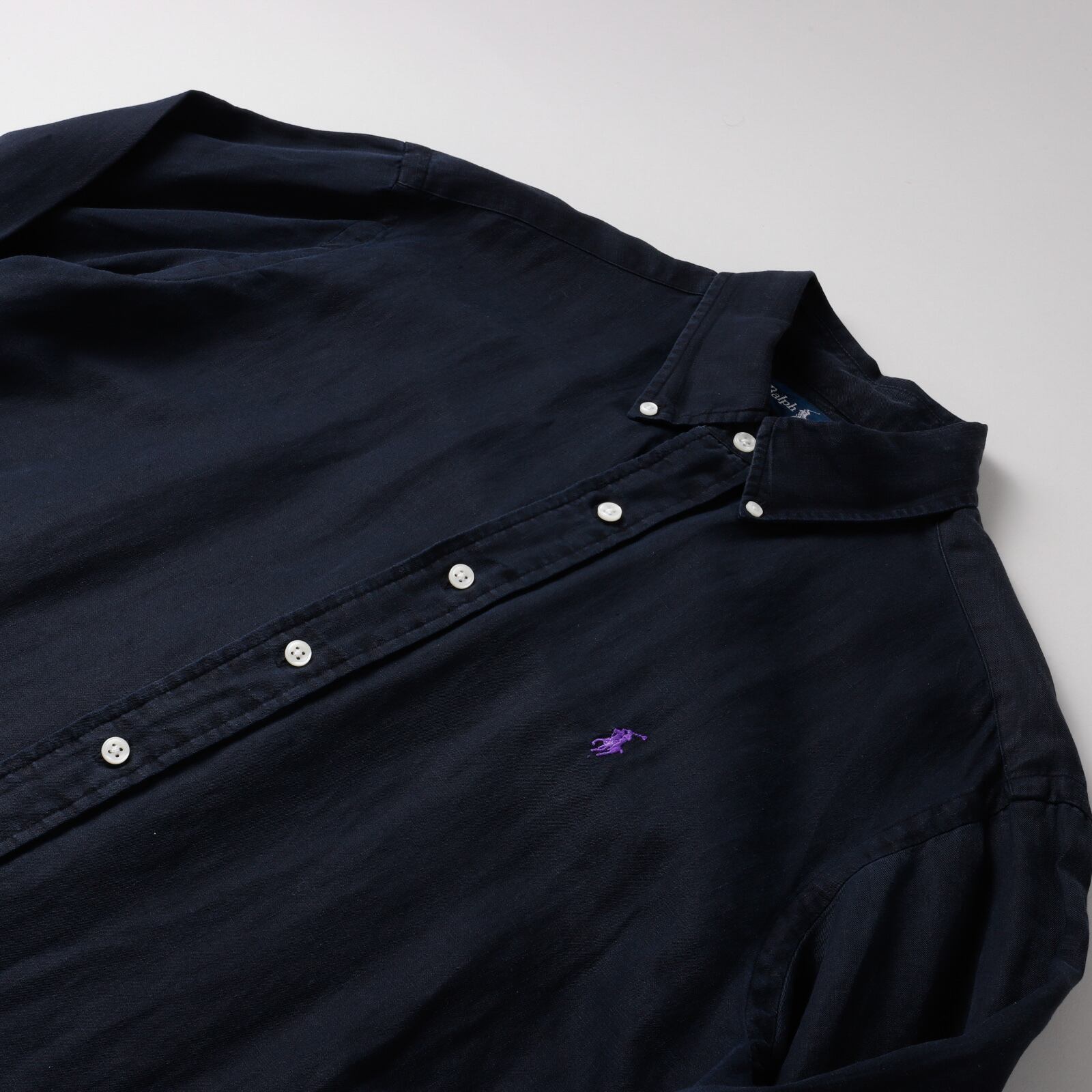 極美品】80s Ralph Lauren special linen silk shirt Black big size