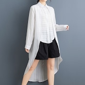 フェイクツーピース ストライプシャツ 00047