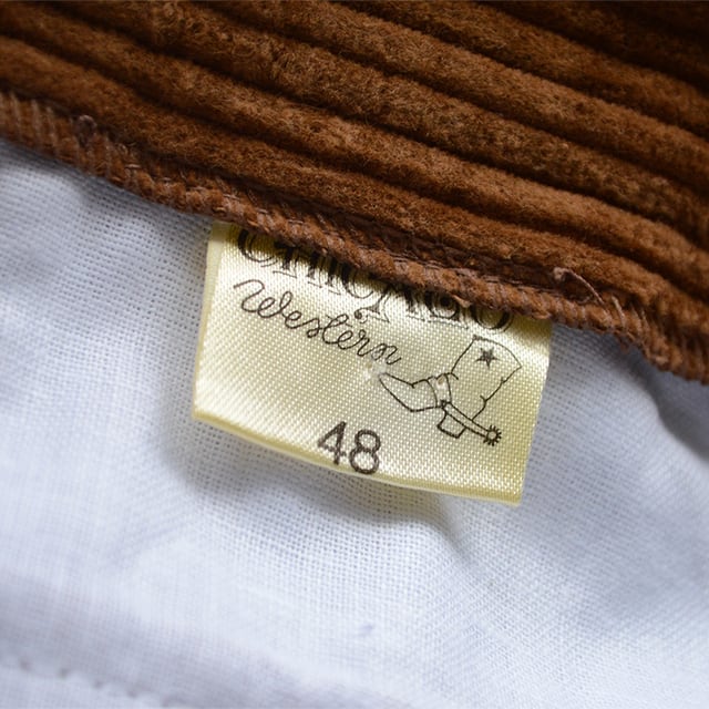 ヨーロッパ古着 70s 80s イタリア製 太畝コーデュロイ タックパンツ