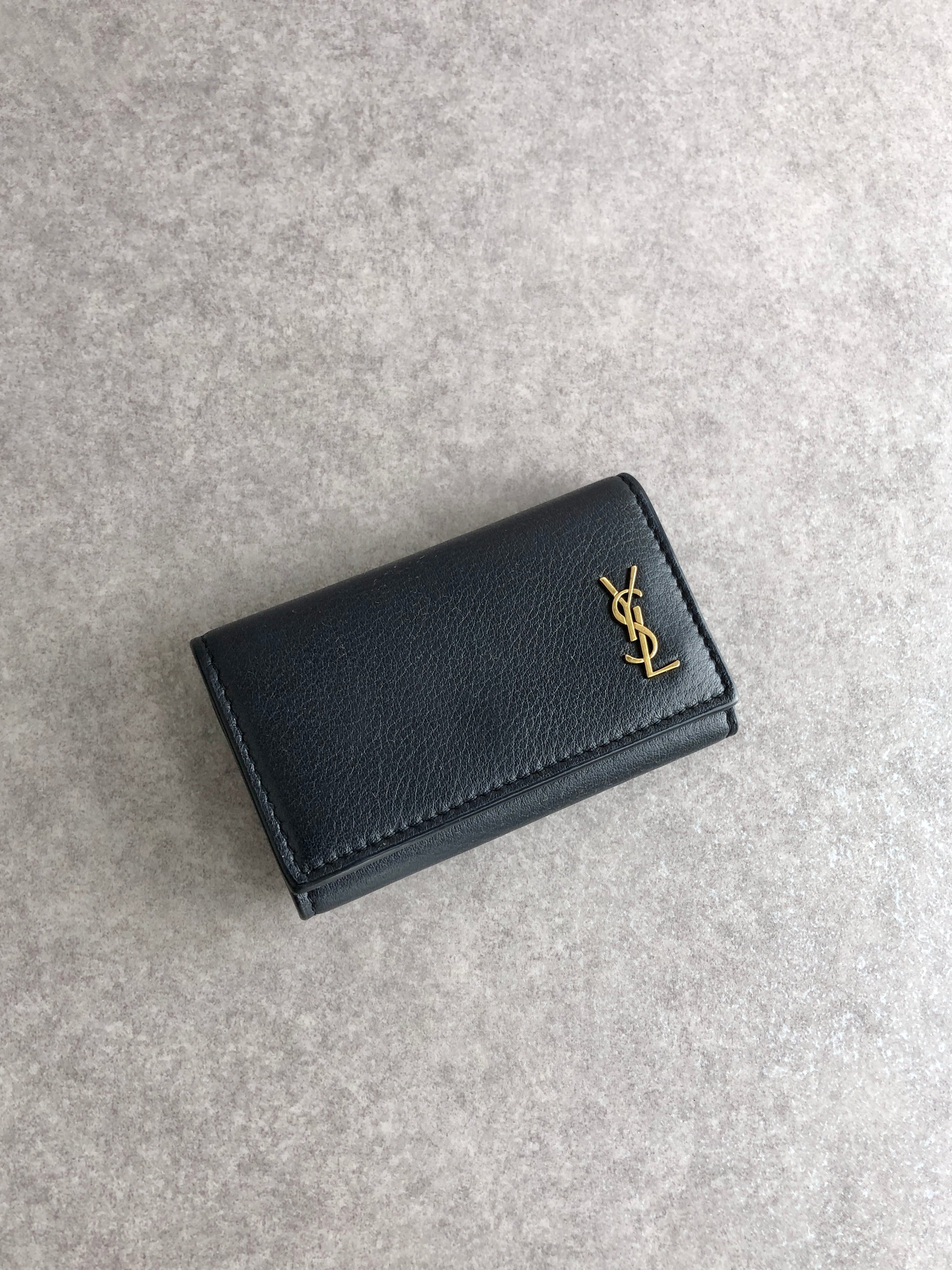 YSL ブラックレザー ケース SAINT LAURENT◇海外限定◇直営/正規店◇レザー リップケース (Saint