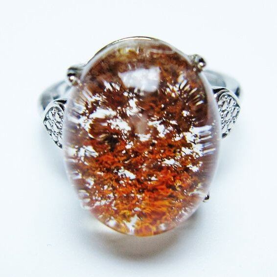 ガーデンクォーツ 指輪 ガーデン水晶 リング フリーサイズ 15号 一点物 メール便可 [M便 1/20] 115-6964