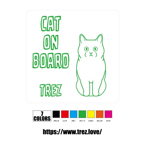 全7色 名前入り CAT ON BOARD マンクス ラインアート ステッカー