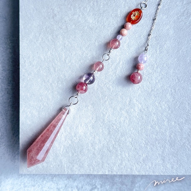 自分のことを好きになるペンデュラム【ストロベリークォーツ×ラベンダーアメジスト】strawberry quartz pendulum_176