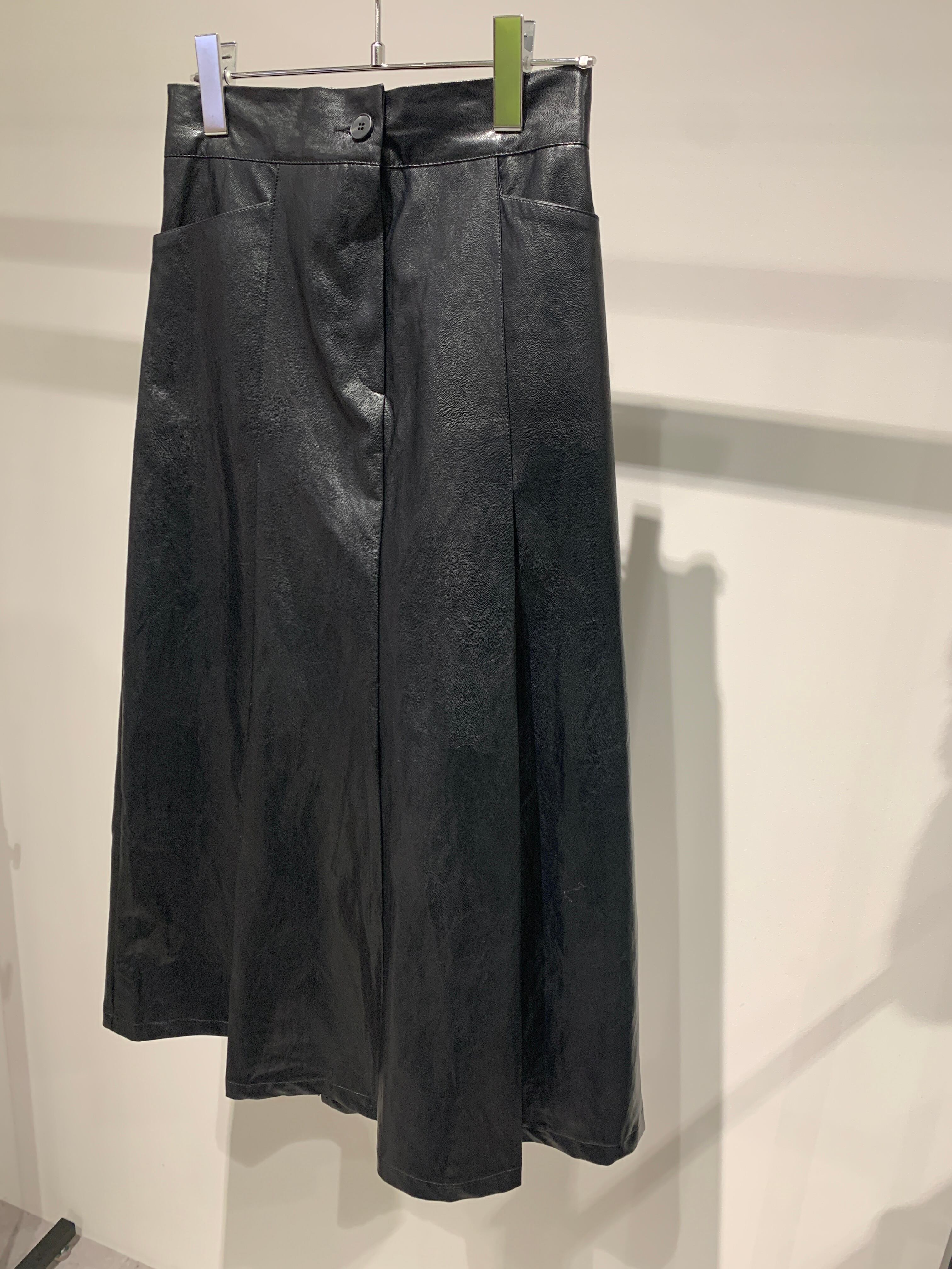 eco leather tuck skirt