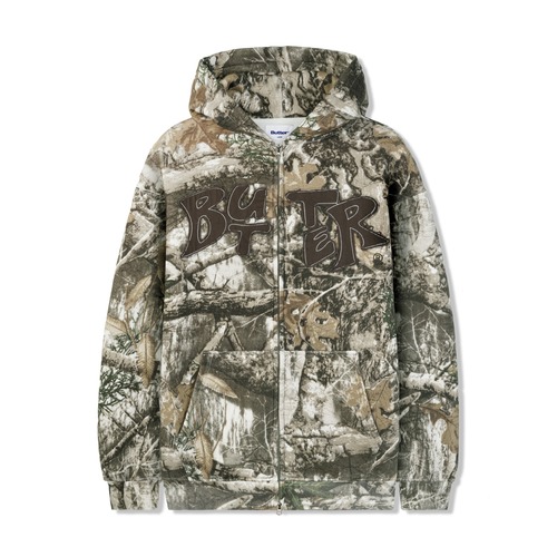 Buttergoods｜Fabric Applique Zip-Thru Hood -Forest Camo-