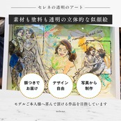 2名さま　A4サイズ【似顔絵オーダー】 ホワイトフレーム A4サイズ ボックス型 似顔絵オーダー 透明のステンドグラス風アート