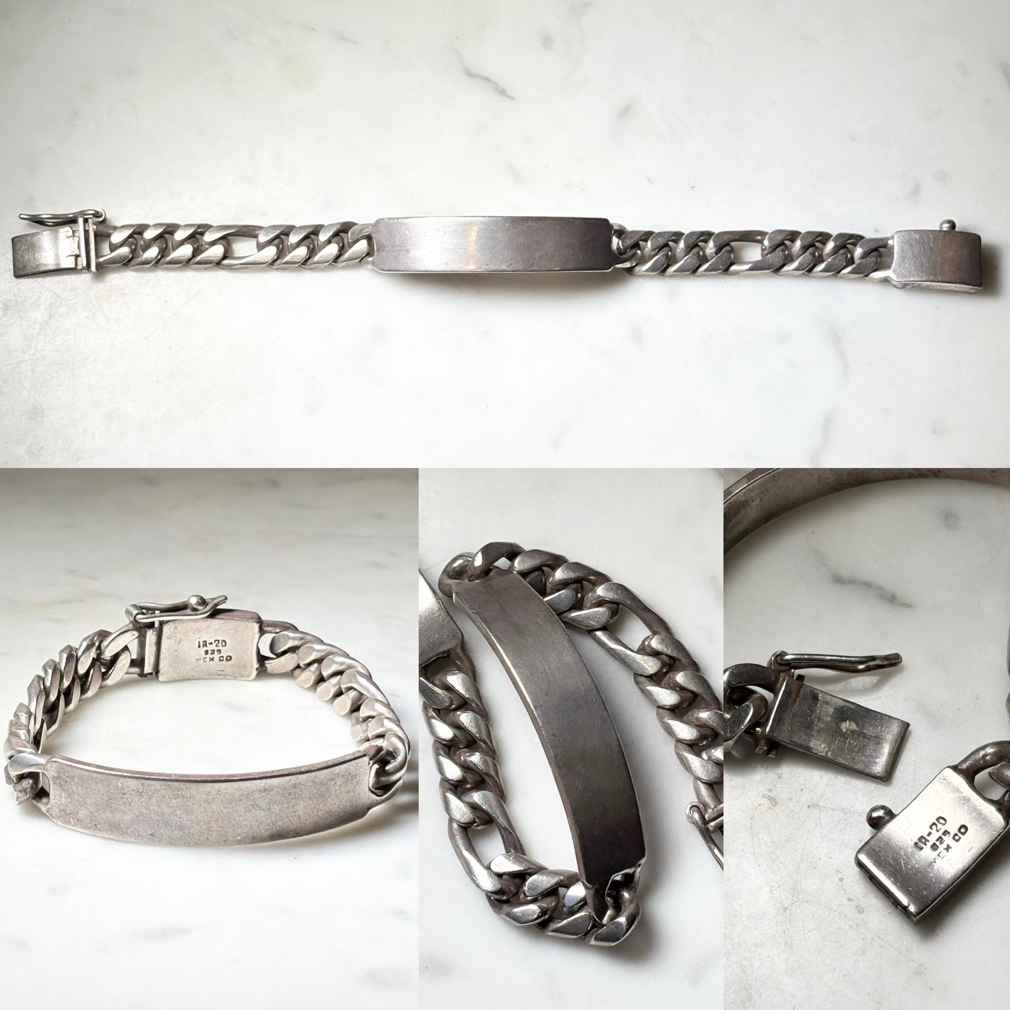 vintage Mexican silver ID plate bracelet | NOIR ONLINE