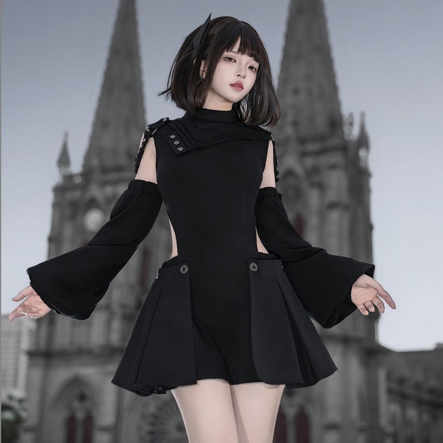 黒衣の修道院姫 肩あきサイバーゴシックロリータセット | ロリータ