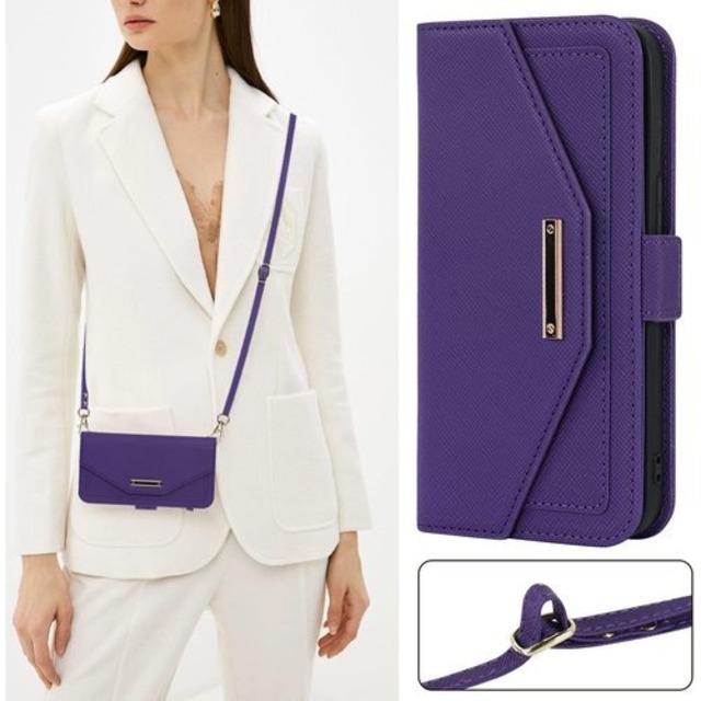 iPhone12 Pro Max 2020 対応 スマ o Max 背面 カード収納 iPhone12 Pro Max 手帳型 縄掛け ケース マルチパスケース Cavor iPhone12 Pro Max 携帯 カバー ステント機能 スタンド機能 mirror 鏡 レディース 女性 TPUパイピング 減圧ショック 指紋防止 落下防止 Qi急速充電対応 Qi ワイヤレス充電対応 薄型軽量 耐久性 取り外し可能 落下保護 パープル 1464