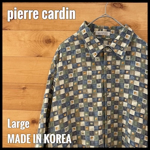 【pierre cardin】柄シャツ 総柄 柄物 レーヨン100% レトロ 個性的 L US古着