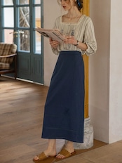 Provence Embroidery Stripe Blouse F0783