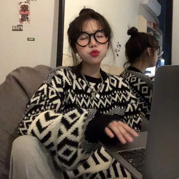 スタイルラウンドネックプルオーバー セーター オータムウィンタースタンダードルーズ レトロ 秋物 冬物 Oネック ケッペル528061107