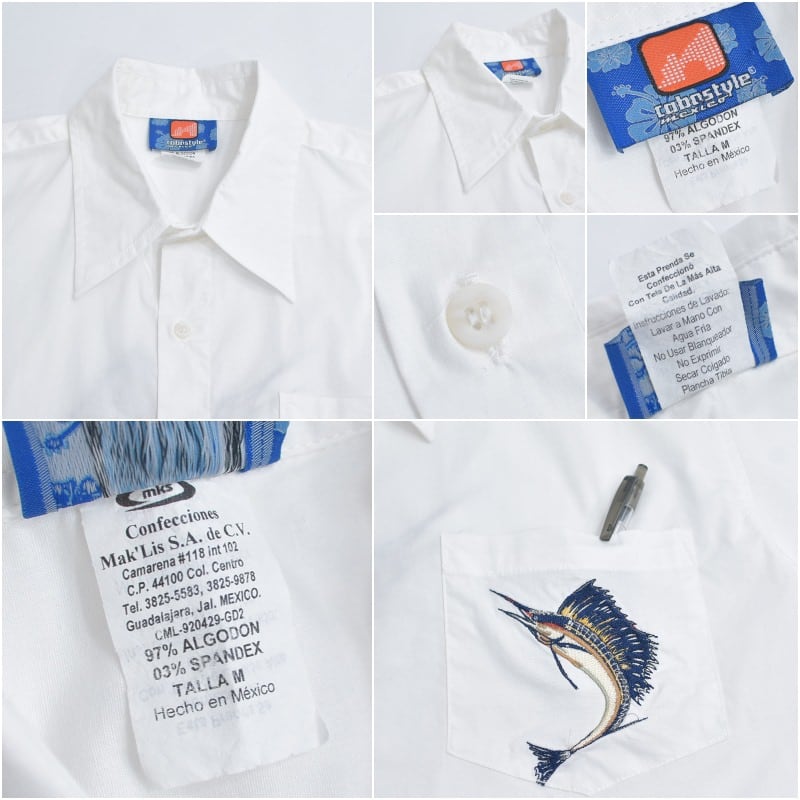 ビンテージ古着　カジキマグロ　ワイシャツ　魚釣り　ナイスデザイン　オーバーサイズ 90s メキシコ製 cabanastyle カバナスタイル セルフィッシュ