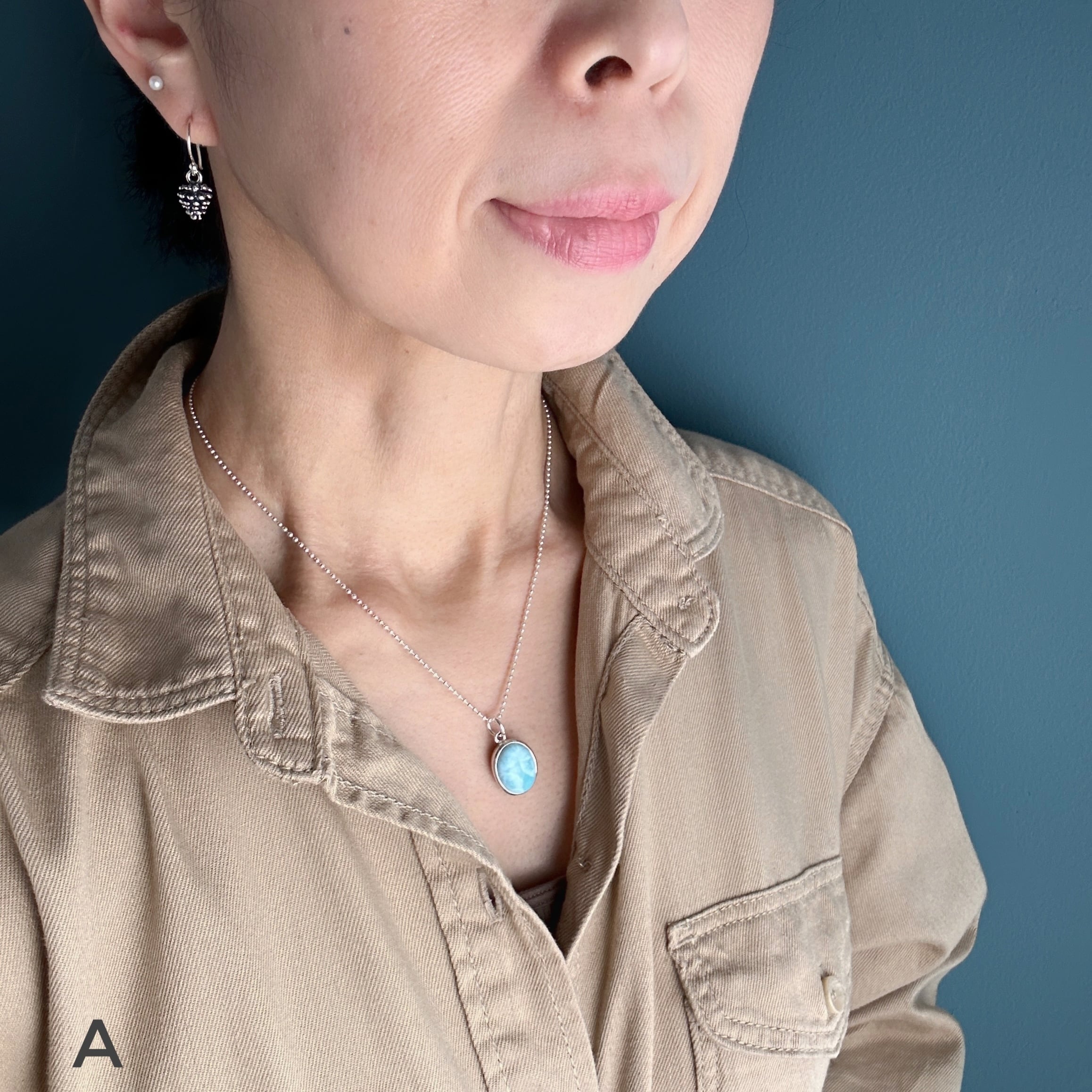 Lagoon Original ラリマー シンプル オーバル ペンダント Lサイズ