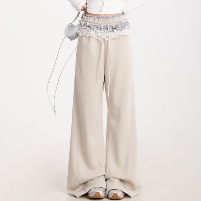フリルウエストワイドパンツ A26