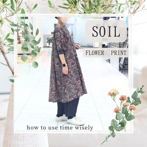 SOIL/NSL23073 (ワンピース)ソイル COTTON FLOWER PRINT GATHERED DRESS