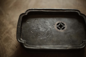 ヴィンテージ錫茶盤・鳳凰（浙江慈渓製）　