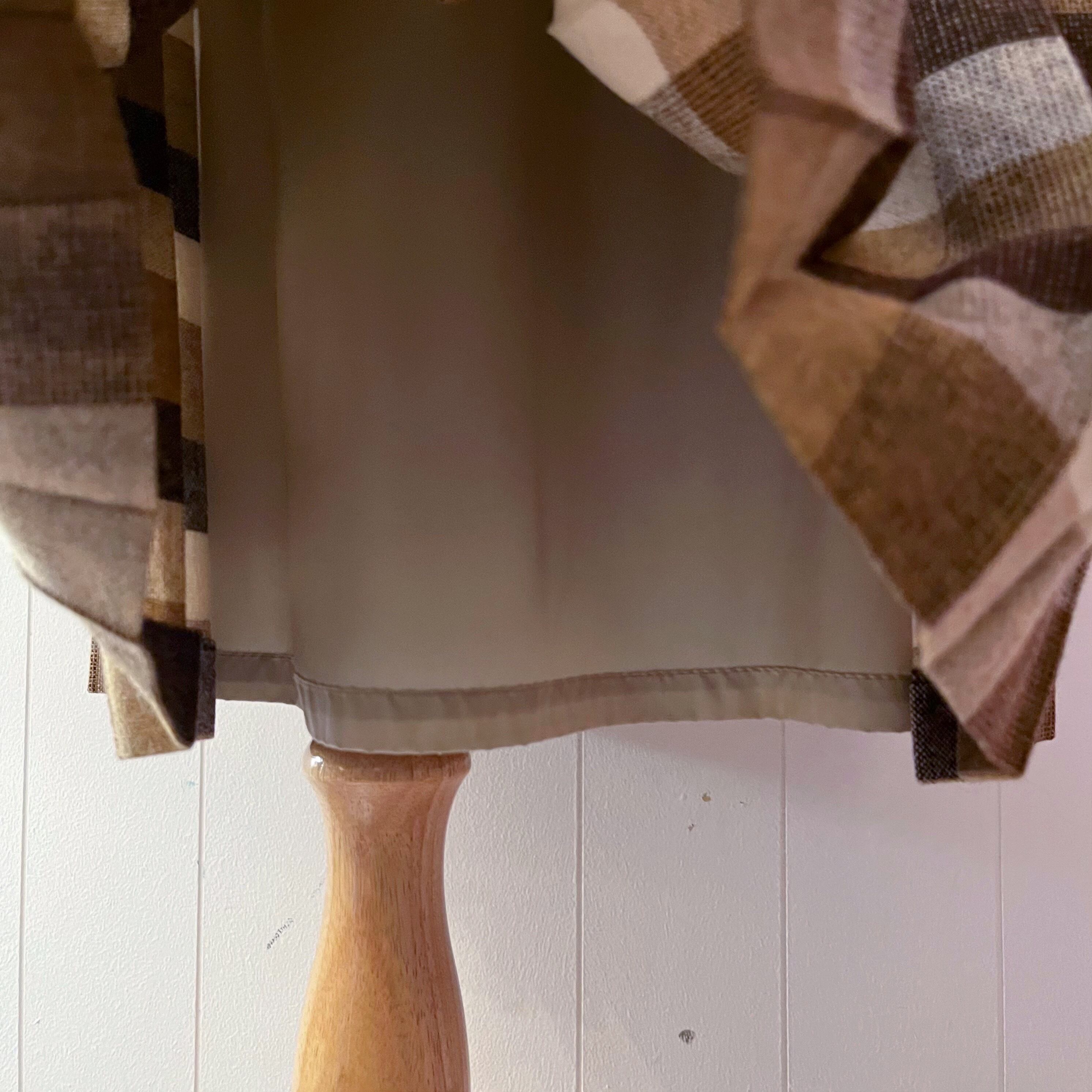 brown block check tuck skirt