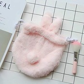 [Kingsie] 化粧ポーチ 化粧バッグ うさぎ ふわふわ コスメポーチ 巾着袋 化粧品 旅行 (ピンク)