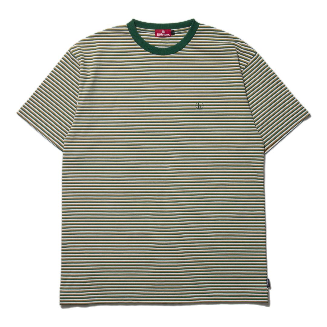 HELLRAZOR / H STRIPED SHIRT / GREEN/BROWN