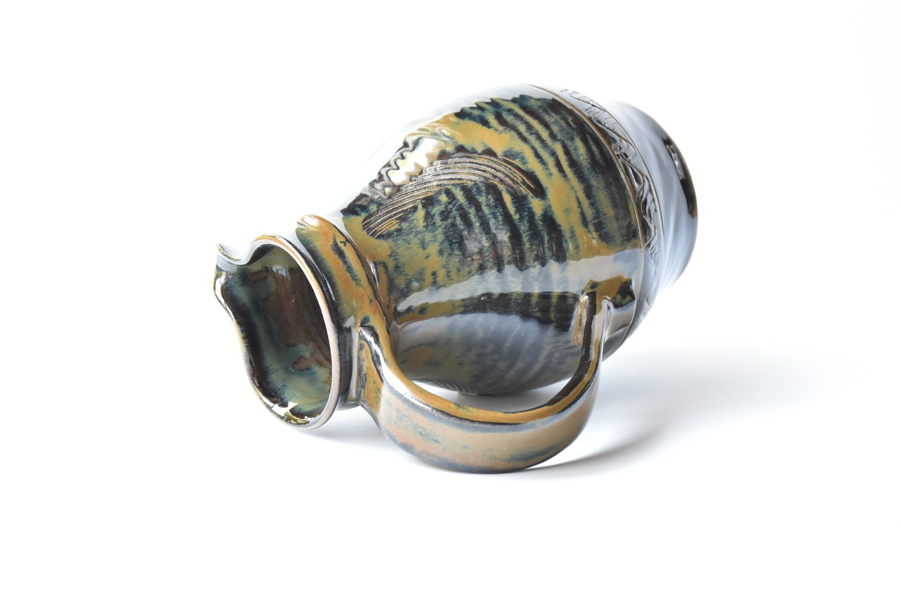 <Event Only> 小鹿田焼 / 小袋道明窯  : 7寸ピッチャー どうけ 櫛描き