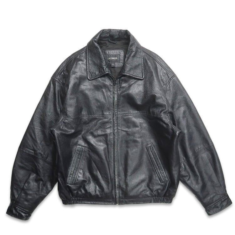 古着 OUTBROOK 本革 レザー ジャケット ブルゾン ブラック 表記：L