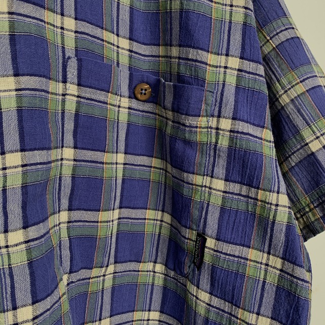 Patagonia ACヤーンダイシャツ 98年 ポルトガル製 L 青系