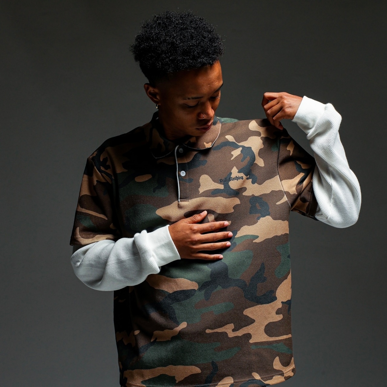 OLD ENGLISH LOGO GHOST LAYERED POLO SHIRT