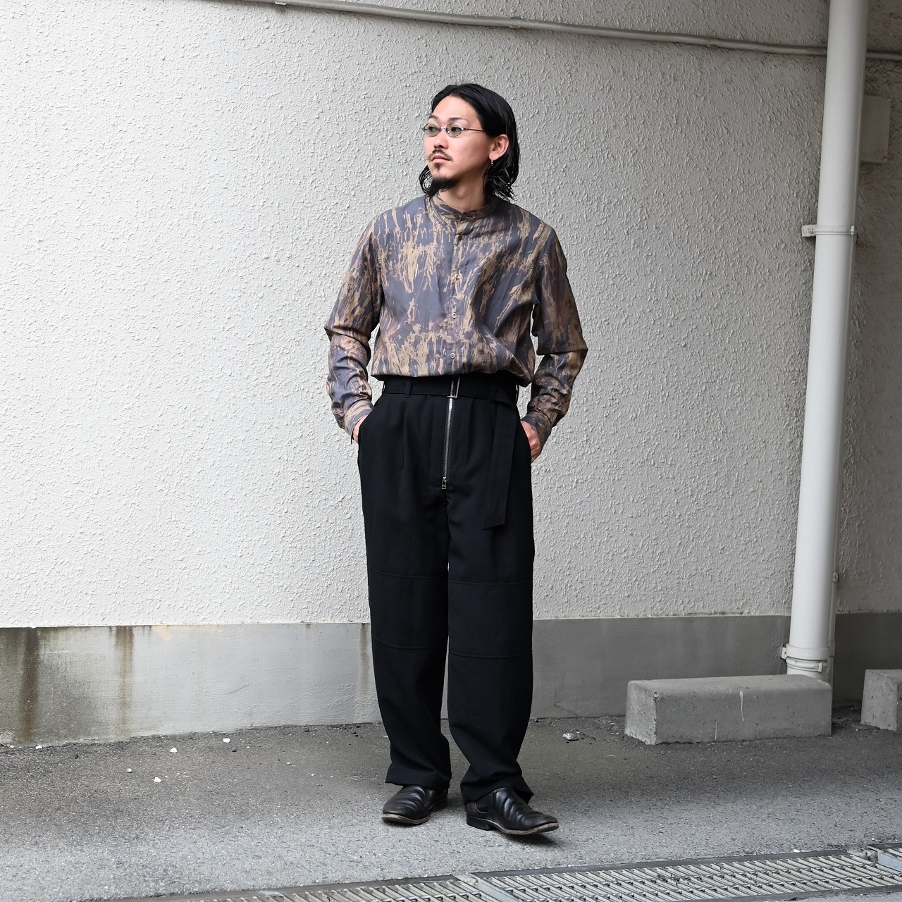 Nonnotte(ノノット)Minimum Smoking Jacketと山内(ヤマウチ)ツナギパンツコーディネート