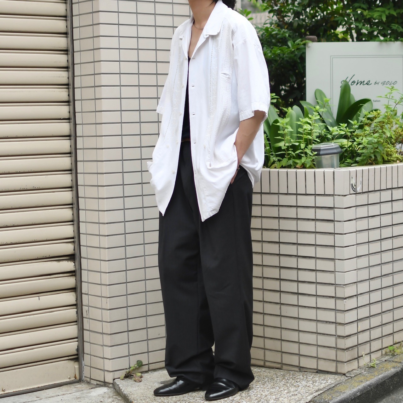 ~80's 3pocket cuba shirt white