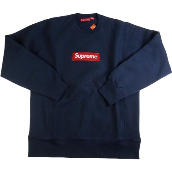 M supreme box logo crewneck navy