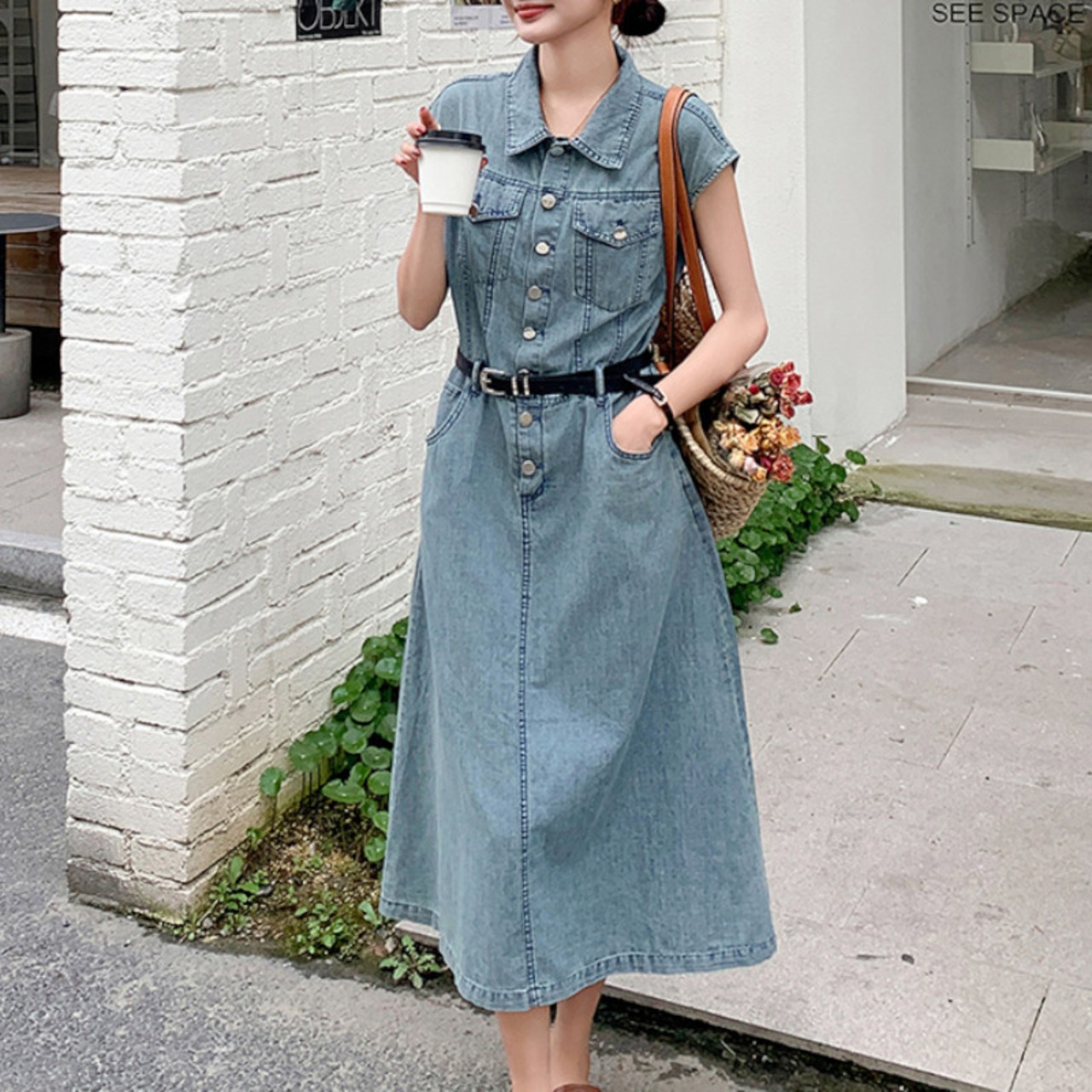 ノースリーブデニムワンピース A00174