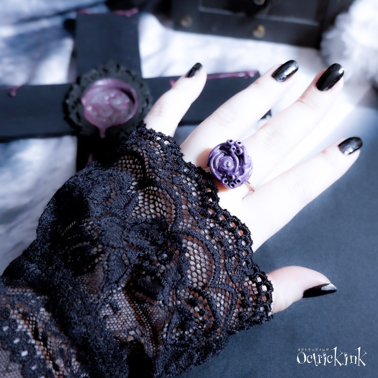 深海薔薇リング（Purple）｜KRAKEN Bubble Rose Ring