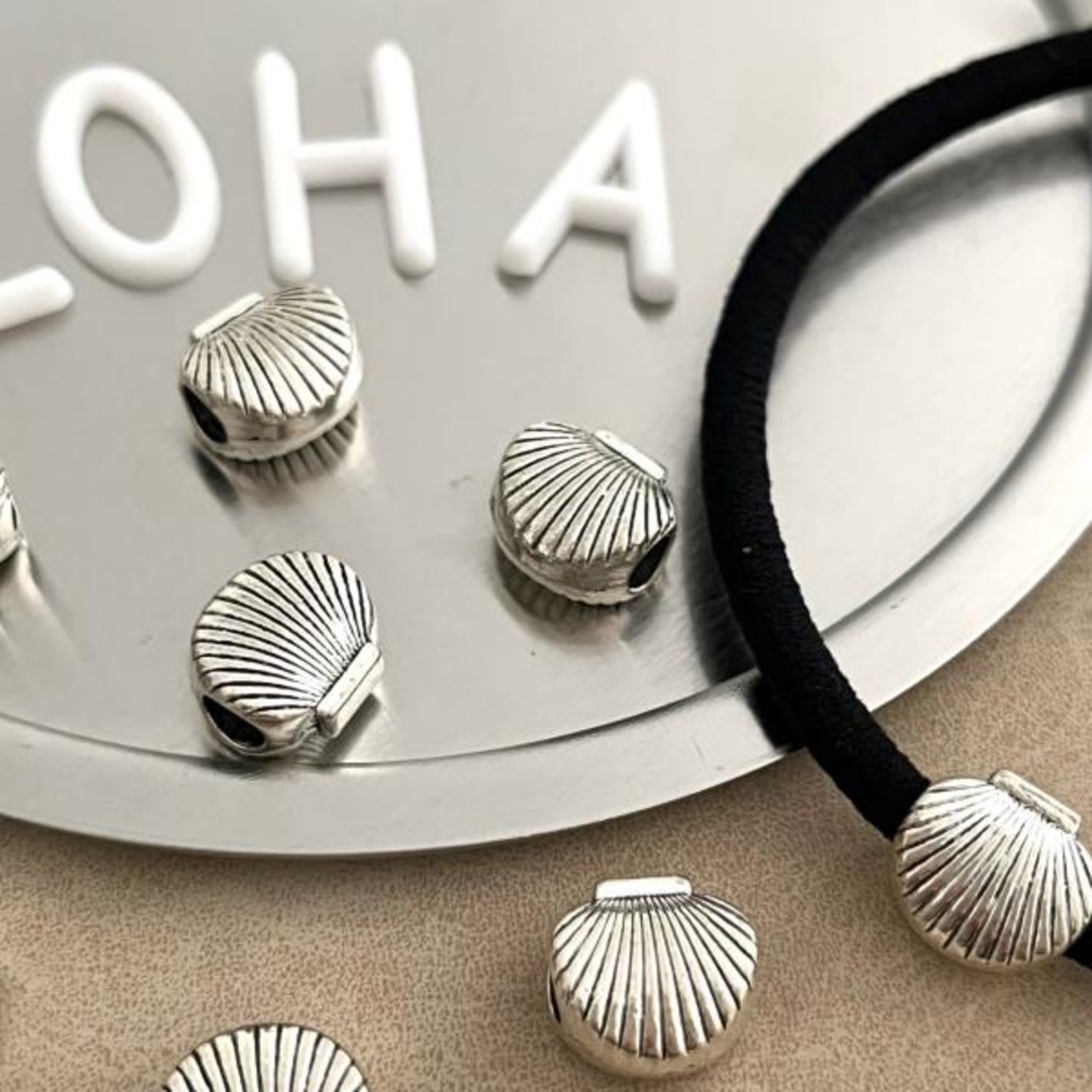 【2個】シェルメタルビーズA/貝