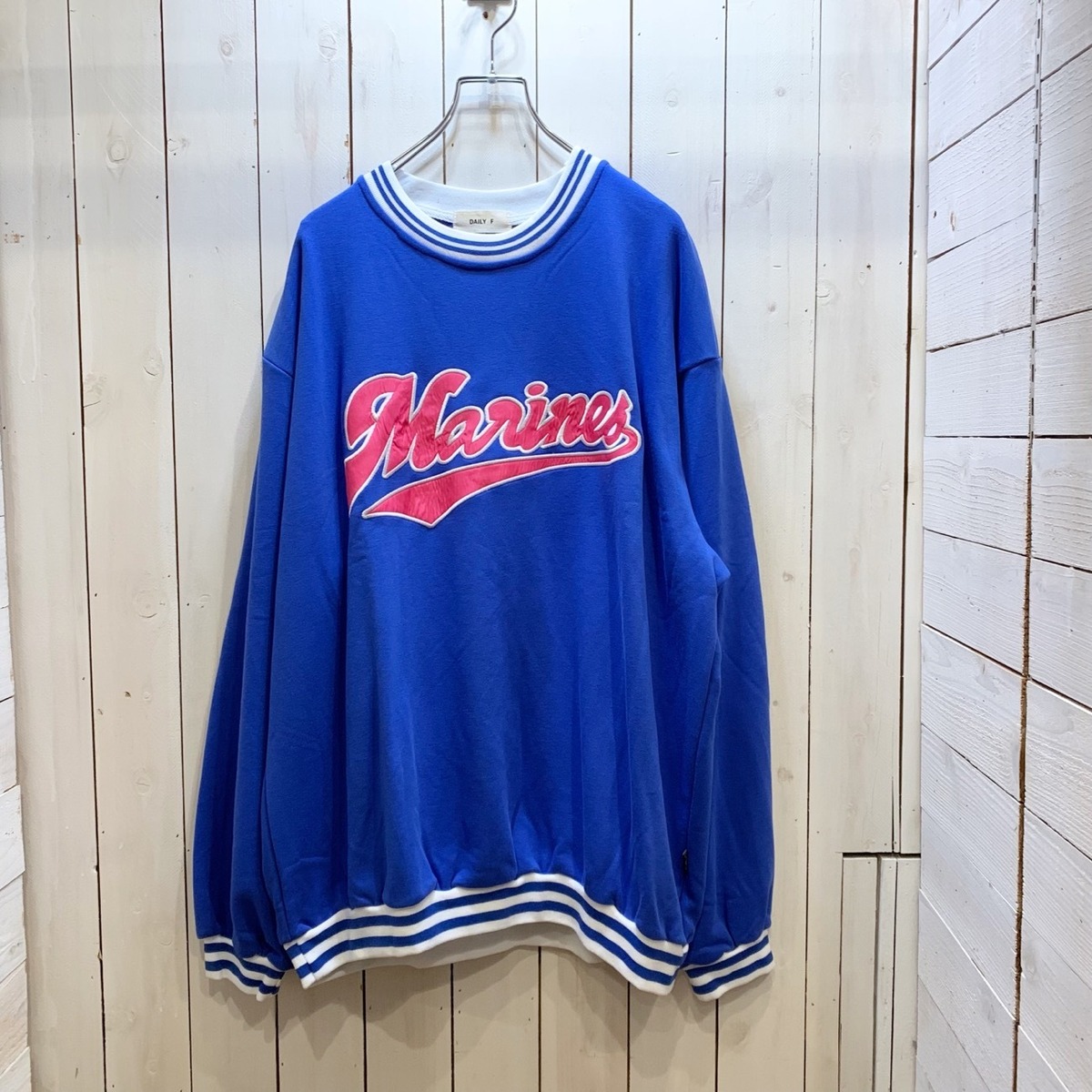 【2117145】MARINES RIB LINE CREW NECK SWEATSHIRT / マリーンズ リブ ライン クルーネック