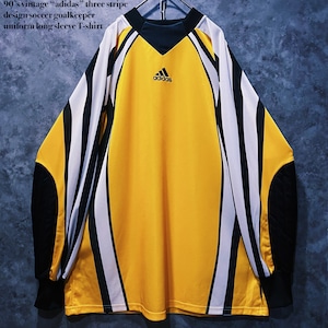 【doppio】90’s vintage “adidas” three stripe design soccer goalkeeper uniform long sleeve T-shirt