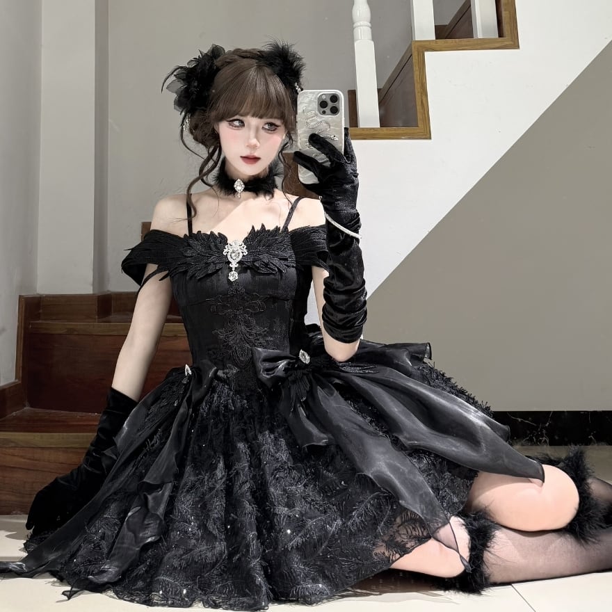 ゴスロリ通販 With U ゴスロリ スワン ジャンパースカート ダーク