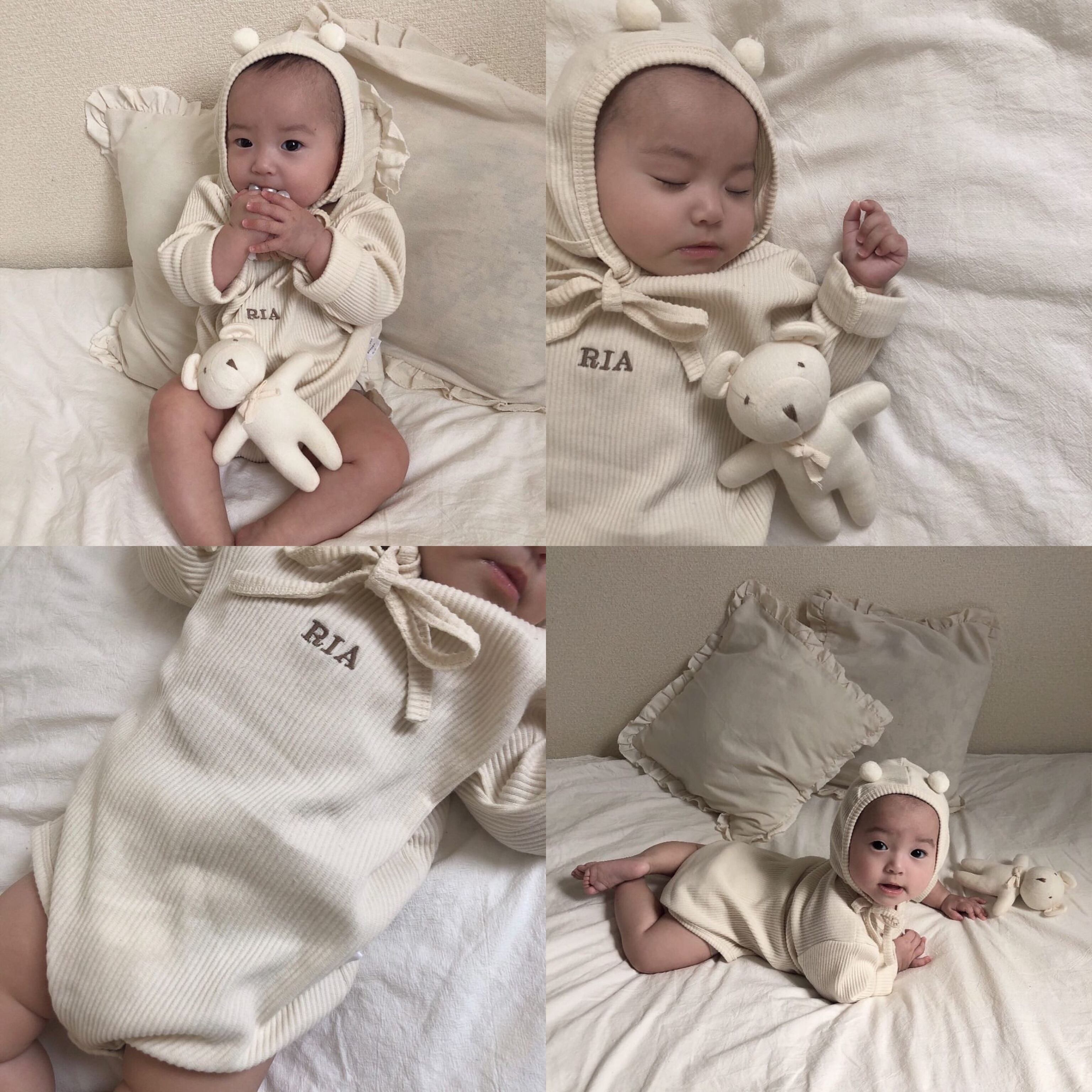 即納»〖BABY〗名入れ︎︎︎︎︎☺︎ロンパース ボンネットset | Orini