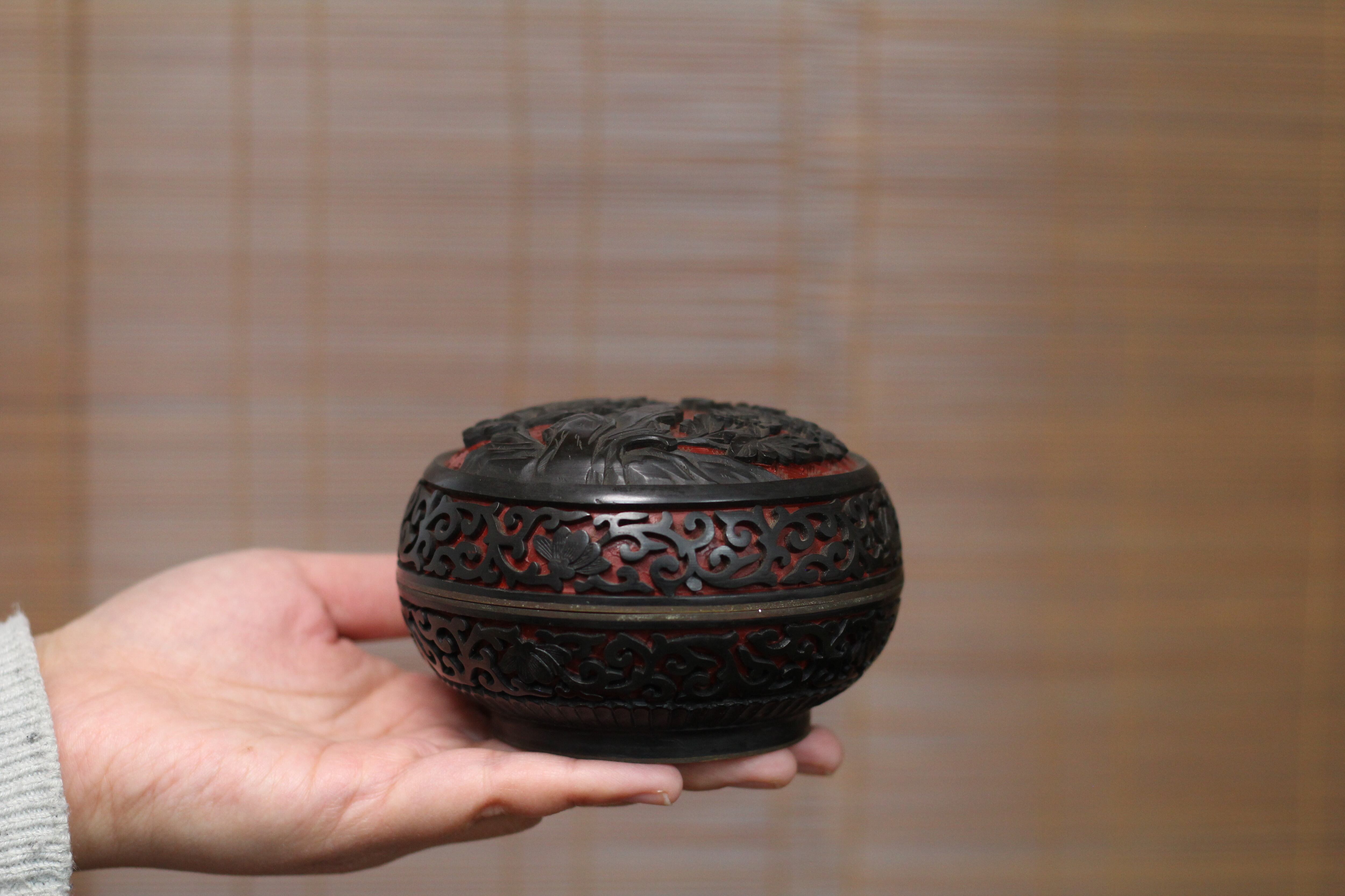 剔犀 堆黒香合 内七宝 中国美術 骨董品 古美術品 | 正一 古美術