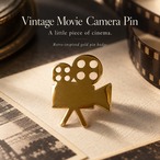 【ヴィンテージ ムービーカメラ ピンバッジ】 ゴールド 映画 カメラ シネマ モチーフ レトロ ラペルピン ブローチ ジャケット バッグ 帽子 ポーチ メンズ レディース ワンポイント アクセサリー