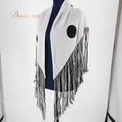 フラメンコ衣装 シージョ ピキージョ 小物 ホワイト系 白 ブラック系 黒 水玉模様 柄 アクセサリー トライアングル フレコ ダンス 三角形 イベント フラメンコ衣装 フレコ付き ダンス練習 舞台用 発表会用 おしゃれ アクセサリー 小物 かわいい