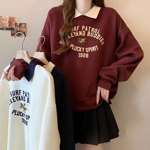 3色／配色カラーカレッジロゴプリントトップス ・75615