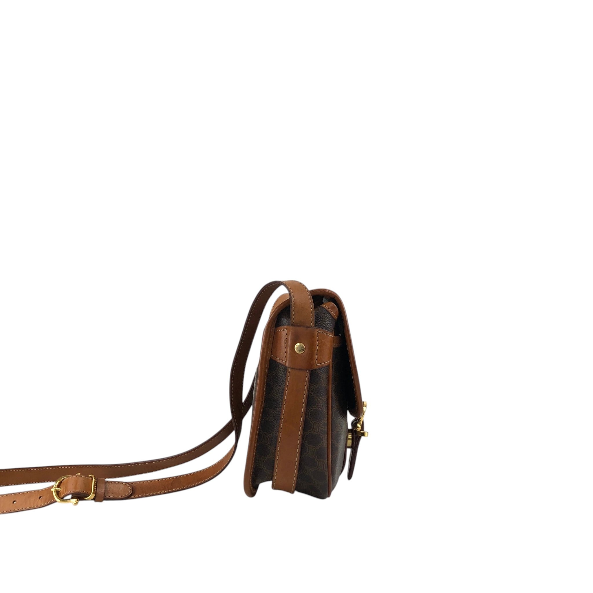 CELINE セリーヌ マカダム ショルダーバッグ ブラウン ブラゾン型押し