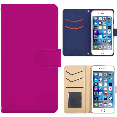 Jenny Desse iPhone 8 ケース 手帳型 カバー スタンド機能 カードホルダー ピンク（ブルーバック）