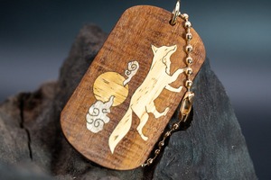 【荒野の秘宝】リングギジー ドッグタグ 象嵌 十五夜きつね