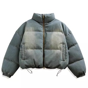 Men’s Winter Stand-Collar Denim Down Jacket | Thick Warm White Duck Down Puffer Coat (FD015)